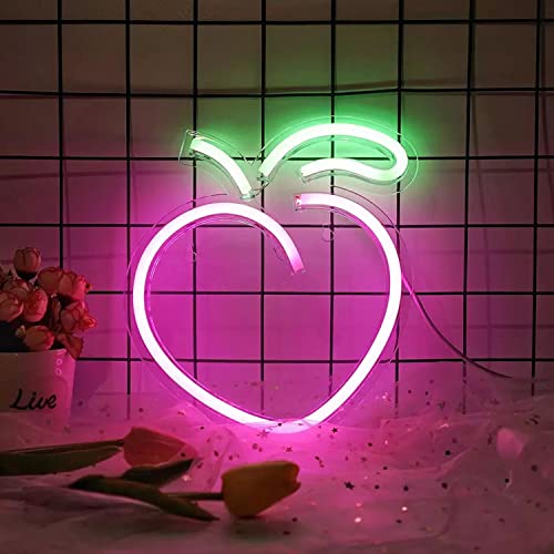 Pfirsich Neonlicht LED Neon Schild USB Licht Lampe Reklame Leuchte Kunst Bar Party Wand Dekoration Weihnachten Nachtlicht Gaming Setup Streamer Hintergrund Beleuchtung dekorative Wandleuchte von Kopper-24