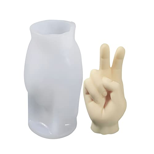 Silikon Kerzenform, Hand Peace finger, 125 x 68 x 53 mm, 135 ml Silikonform 3D Kerzengießen Gussform Form Kerzen Herstellung Seifenform Kerze Basteln Party Dekoration DIY Handzeichen Rock von Kopper-24