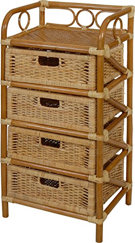 korb.outlet Rattan-Badregal Kommode mit 4 Schubfächern Regal Vier Schubladen Rattan Rattanmöbel Honig Badregal Korb korb.outlet Rattan-Badregal Kommode mit 4 Schubfächern Regal Vier Schubladen Rattan Rattanmöbel Honig Badregal Korb von Korb-Outlet