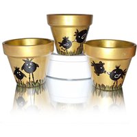 Handbemalter Terrakotta Topf 3Er Set Zum Vatertag - Gold Bemalte Pflanzgefäße Perfektes Geschenk Für Männer, Ehemann Und Pflanzenliebhaber von Kossitas