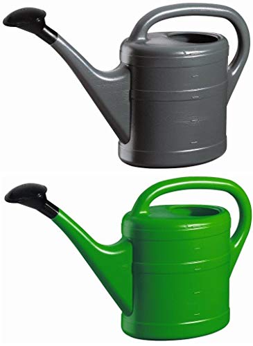 2X Gießkanne 5L ANTHRAZIT + GRÜN + 1x KÜHLSCHRANKMAGNET! Gießkannen Kunststoff für groß & klein, Garten & Zimmerpflanzen Gieskanne Gieskannen Giesskanne 5 Liter Watering Can Kinder Zimmergießkanne von KOVA