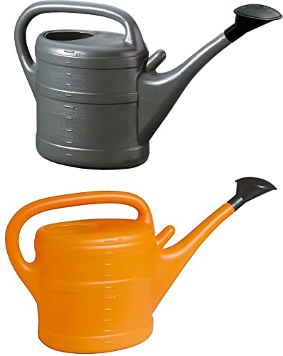 2X Gießkanne 10L ANTHRAZIT + ORANGE + 1x KÜHLSCHRANKMAGNET! Giesskanne Kunststoff für groß & klein Garten & Zimmerpflanzen Gießkannen Gieskanne Gieskannen 10 Liter Watering Can Gieskannen10Liter lr von KOVA