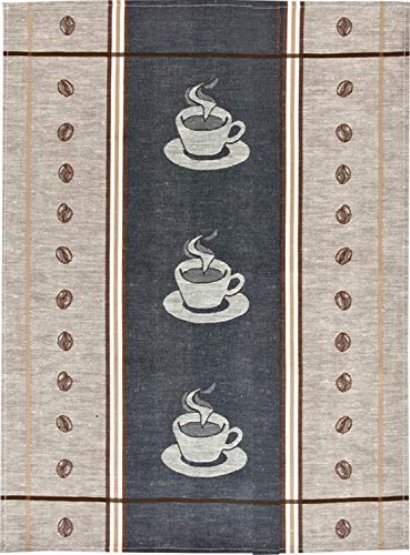 Jacquard Geschirrtuch, KRACHT, Halbleinen, Espresso anthrazit, Format 50x70cm von Kracht seit 1810