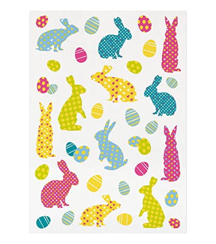 Reduziert: Kracht Geschirrtücher für Ostern aus Halbleinen, Hasenherzchen, 2er Pack, 50x70 cm, Grün von Kracht