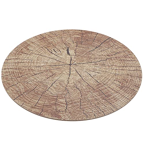 Untersetzer Holz-Optik Platz-Set 38 cm rund abwischbar Baumscheibe Fotodruck Unterseite Kork Tisch-Deko (6) von Krause & Sohn