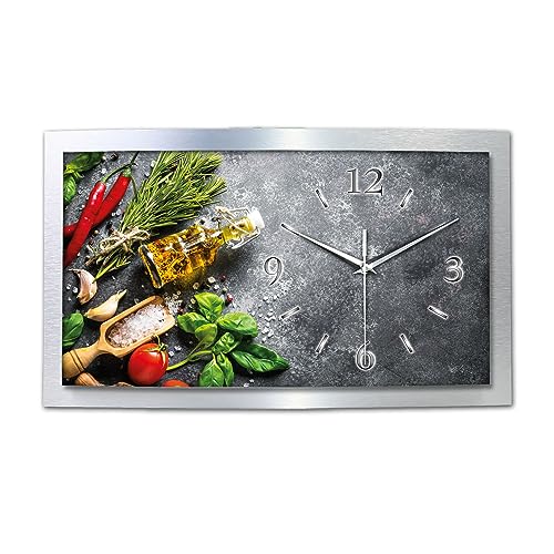 Kreative Feder Frische Küche Wanduhr 3D XXL Designer leise Funk Motiv Funkuhr Wandbild modernes Design WAA119FL (50x30 cm leise Funkuhr) von Kreative Feder