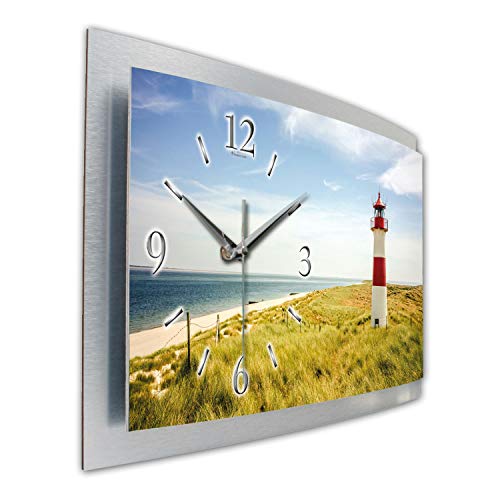 Kreative Feder Leuchtturm Düne Out Wanduhr 3D XXL Designer leise Funk Motiv Funkuhr Wandbild modernes Design WAA129FL-X (80x40cm) von Kreative Feder