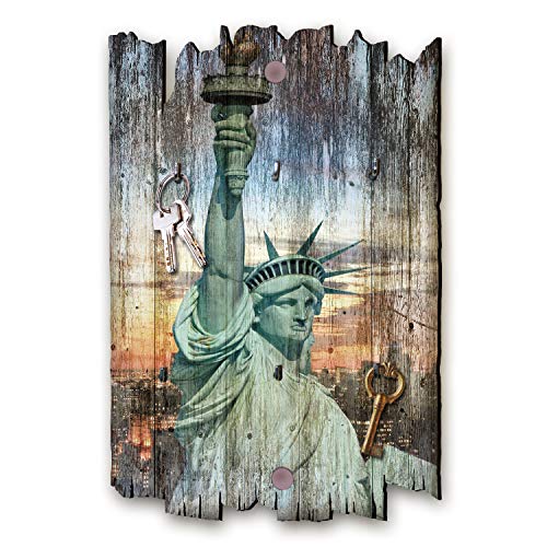 Kreative Feder New York Designer Schlüsselbrett, Hakenleiste Landhaus Style, Shabby aus Holz 30x20cm, HSB084 von Kreative Feder