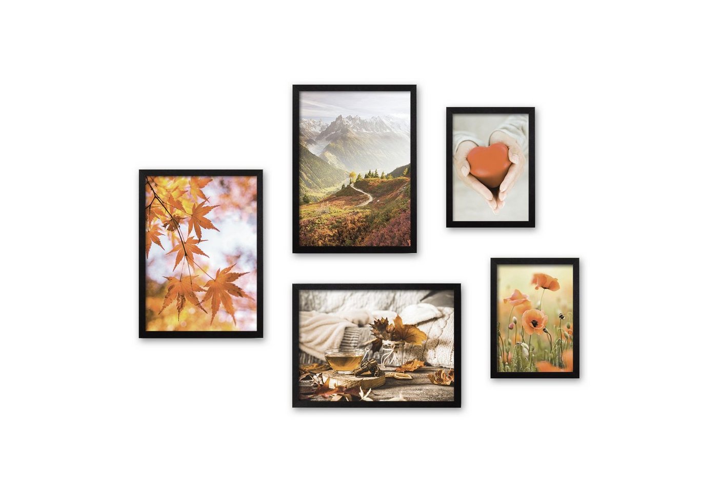 Kreative Feder Poster, Herbst, Landschaft, Natur, Bäume, Laub (Set, 5 St), 5-teiliges Poster-Set, Kunstdruck, Wandbild, Posterwand, Bilderwand, optional mit Rahmen, WP606 von Kreative Feder