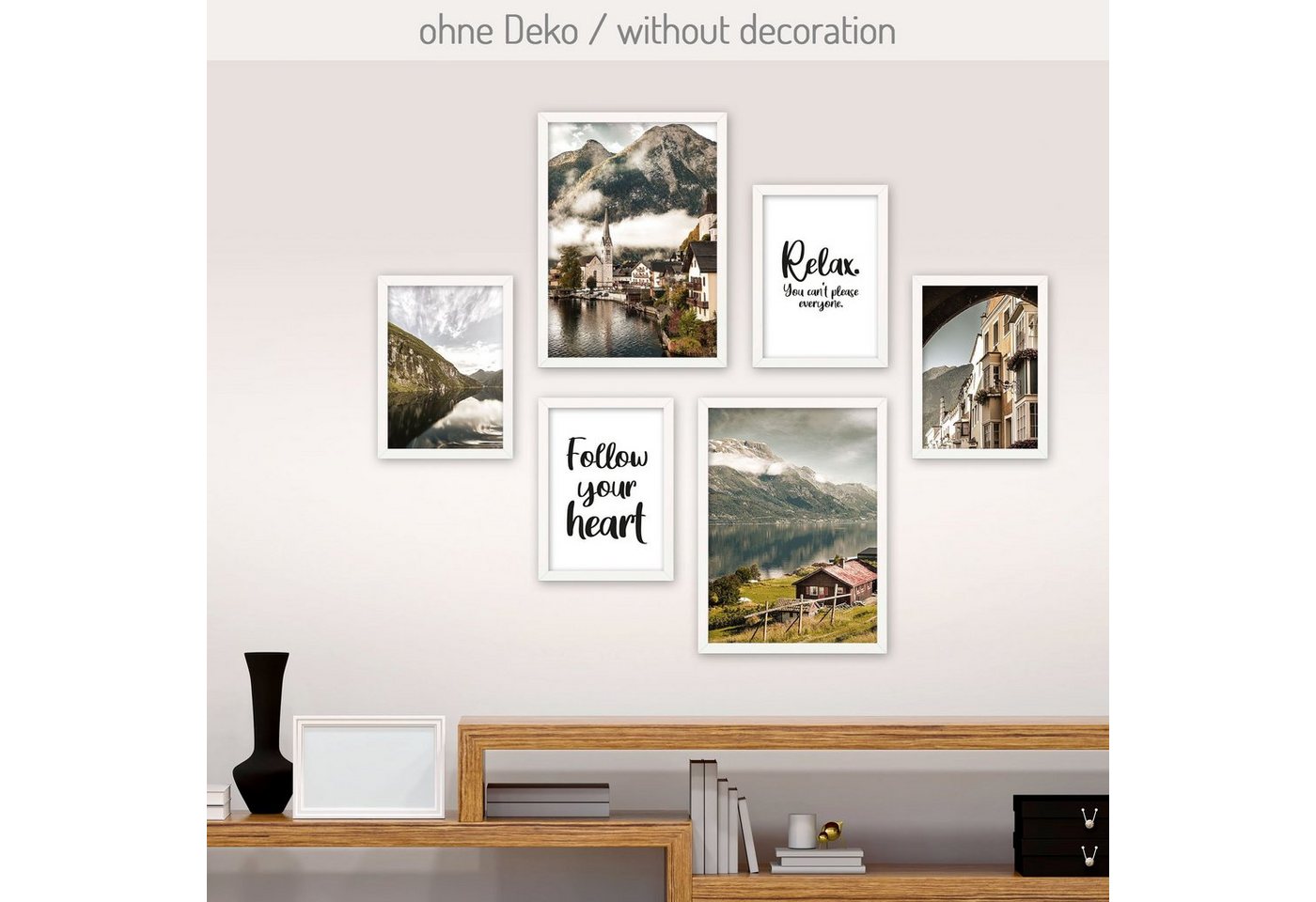 Poster, Landschaft, Natur, Berge, Alpen, Stadt, Spruch (Set, 6 St), 6-teiliges Poster-Set, Kunstdruck, Wandbild, Posterwand, Bilderwand, optional mit Rahmen, WP535 von Kreative Feder