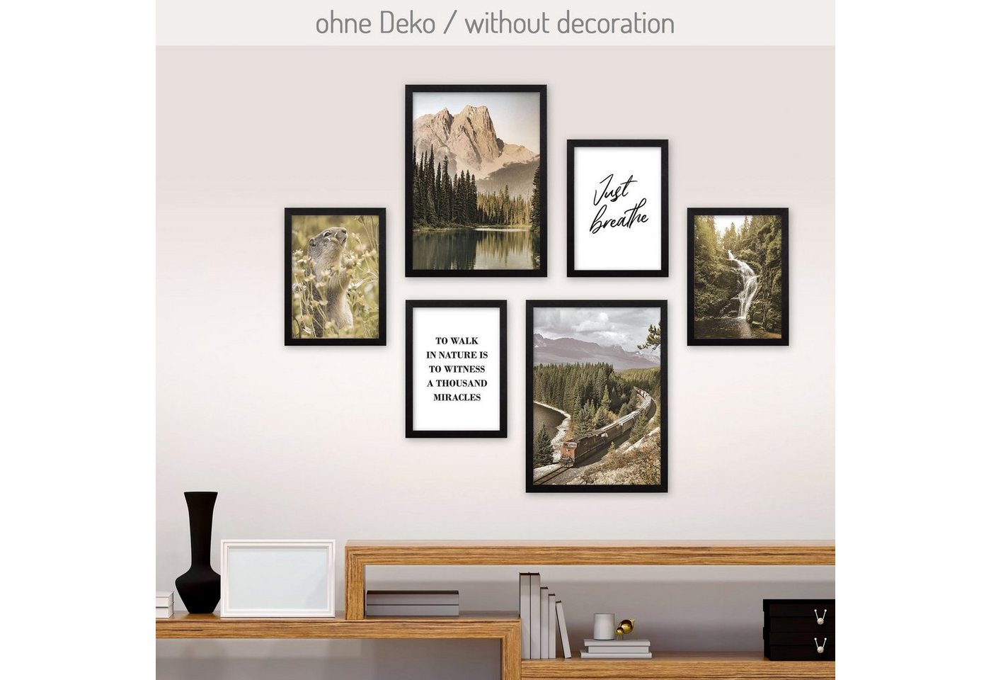 Kreative Feder Poster, Landschaft, Natur, Reisen, Berge, Wasserfall, Zug (Set, 6 St), 6-teiliges Poster-Set, Kunstdruck, Wandbild, Posterwand, Bilderwand, optional mit Rahmen, WP543 von Kreative Feder