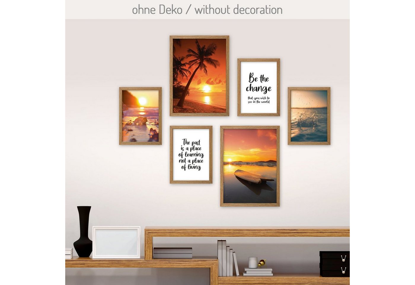 Kreative Feder Poster, Landschaft, Natur, Strand, Meer, Sonne, Inspiration, Spruch (Set, 6 St), 6-teiliges Poster-Set, Kunstdruck, Wandbild, Posterwand, Bilderwand, optional mit Rahmen, WP552 von Kreative Feder