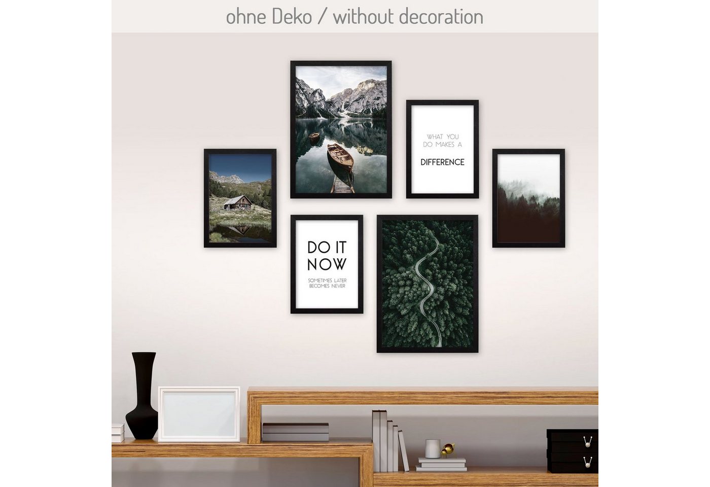 Kreative Feder Poster, Motivation, Inspiration, Natur, Landschaft, See, Boot, Wald (Set, 6 St), 6-teiliges Poster-Set, Kunstdruck, Wandbild, Posterwand, Bilderwand, optional mit Rahmen, WP527 von Kreative Feder