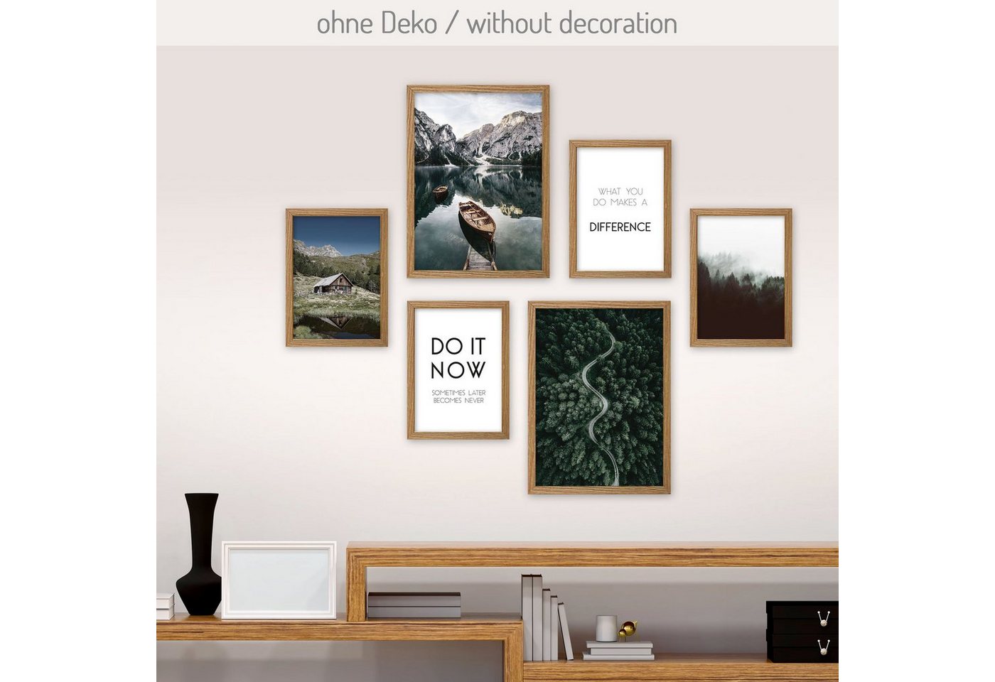 Kreative Feder Poster, Motivation, Inspiration, Natur, Landschaft, See, Boot, Wald (Set, 6 St), 6-teiliges Poster-Set, Kunstdruck, Wandbild, Posterwand, Bilderwand, optional mit Rahmen, WP527 von Kreative Feder