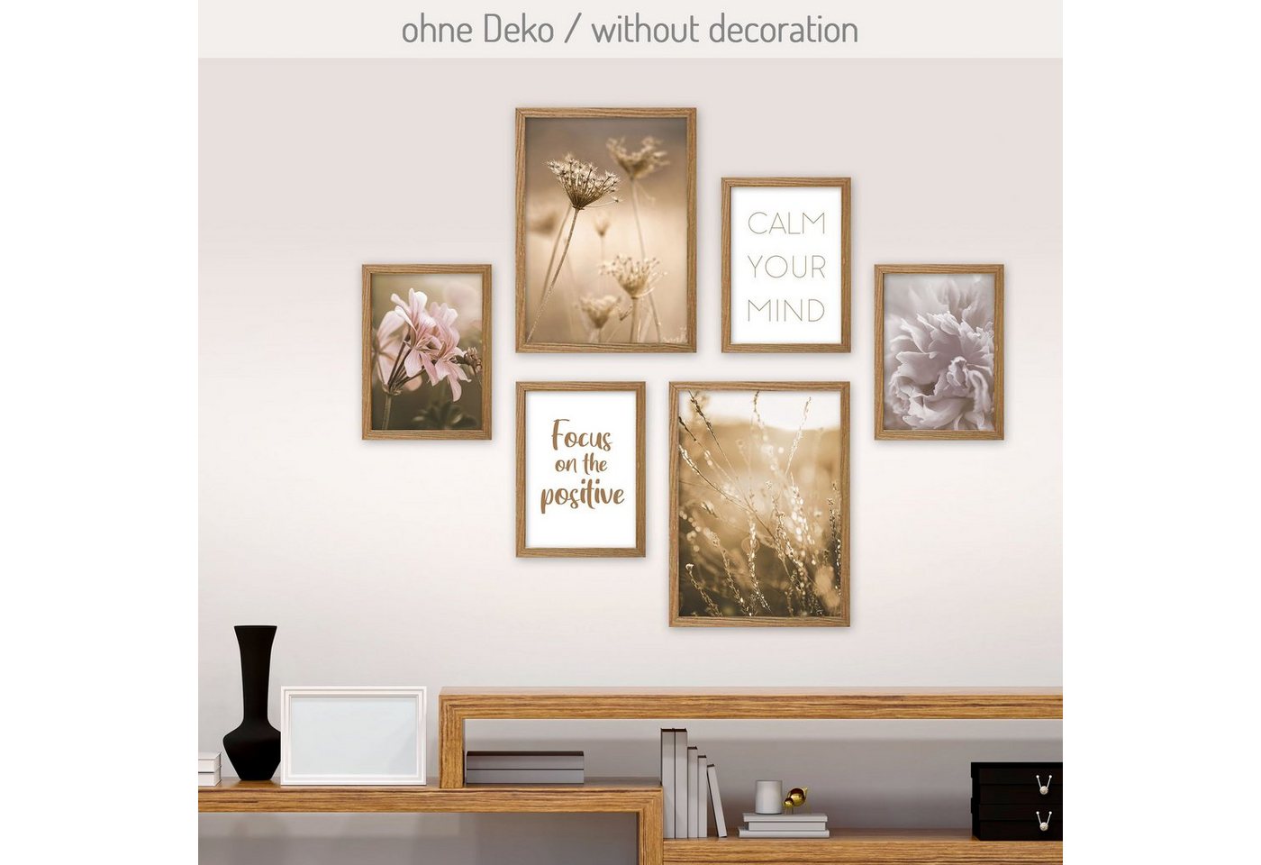 Kreative Feder Poster, Natur, Blüten, Blumen, Gräser, Entspannung, Spruch (Set, 6 St), 6-teiliges Poster-Set, Kunstdruck, Wandbild, Posterwand, Bilderwand, optional mit Rahmen, WP538 von Kreative Feder