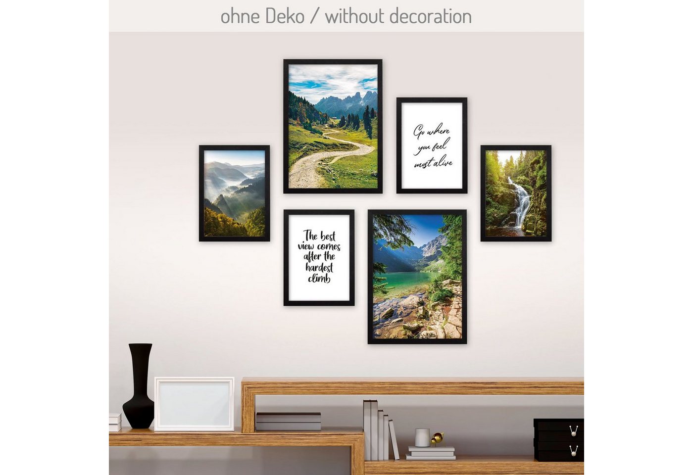 Kreative Feder Poster, Natur, Landschaft, Berge, Reisen, Wasserfall, See (Set, 6 St), 6-teiliges Poster-Set, Kunstdruck, Wandbild, Posterwand, Bilderwand, optional mit Rahmen, WP546 von Kreative Feder