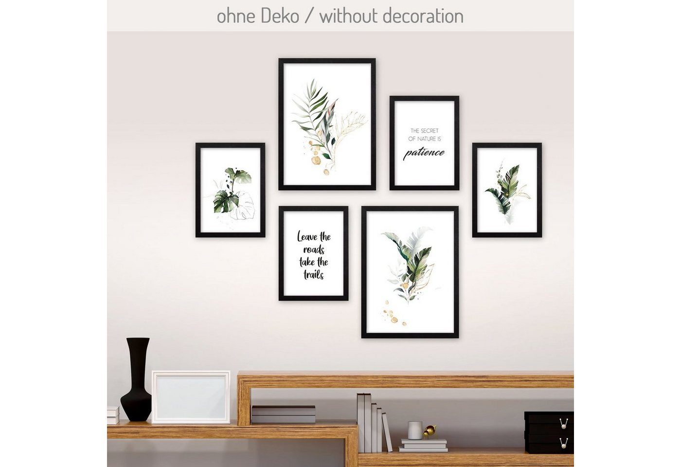 Kreative Feder Poster, Natur, Pflanze, Aquarell, Inspiration, Spruch (Set, 6 St), 6-teiliges Poster-Set, Kunstdruck, Wandbild, Posterwand, Bilderwand, optional mit Rahmen, WP560 von Kreative Feder