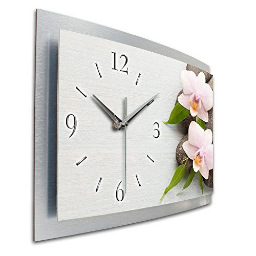 Kreative Feder Rosa Blüte Orchidee Natur Wellness Entspannung 3D XXL Designer leise Funk Wanduhr Funkuhr modernes Design WAA044FL (50x30cm) von Kreative Feder