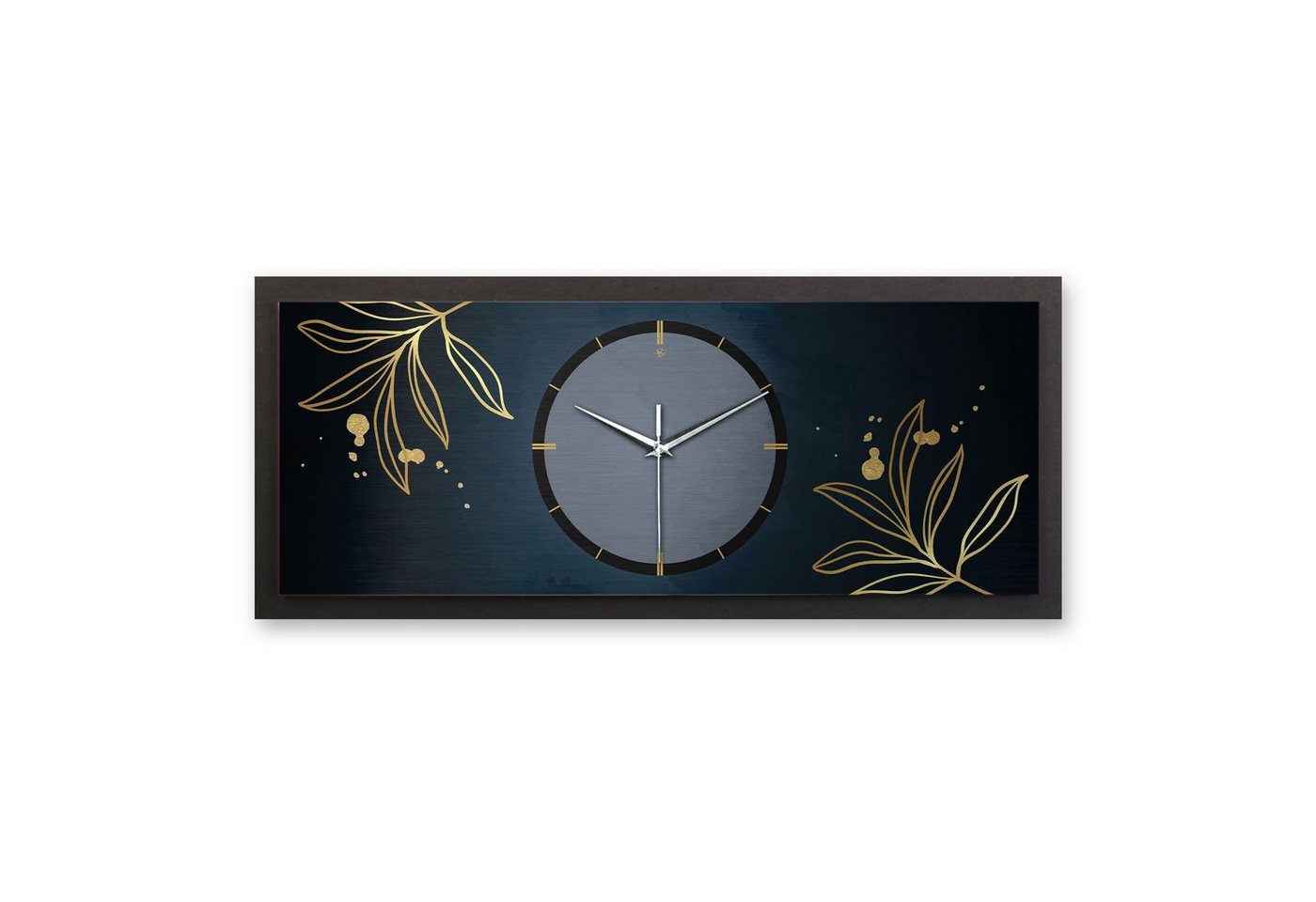 Kreative Feder Wanduhr 3D Designer-Wanduhr Blue & Gold (ohne Ticken, Funk- oder Quarzuhrwerk, elegant, außergewöhnlich, modern) von Kreative Feder