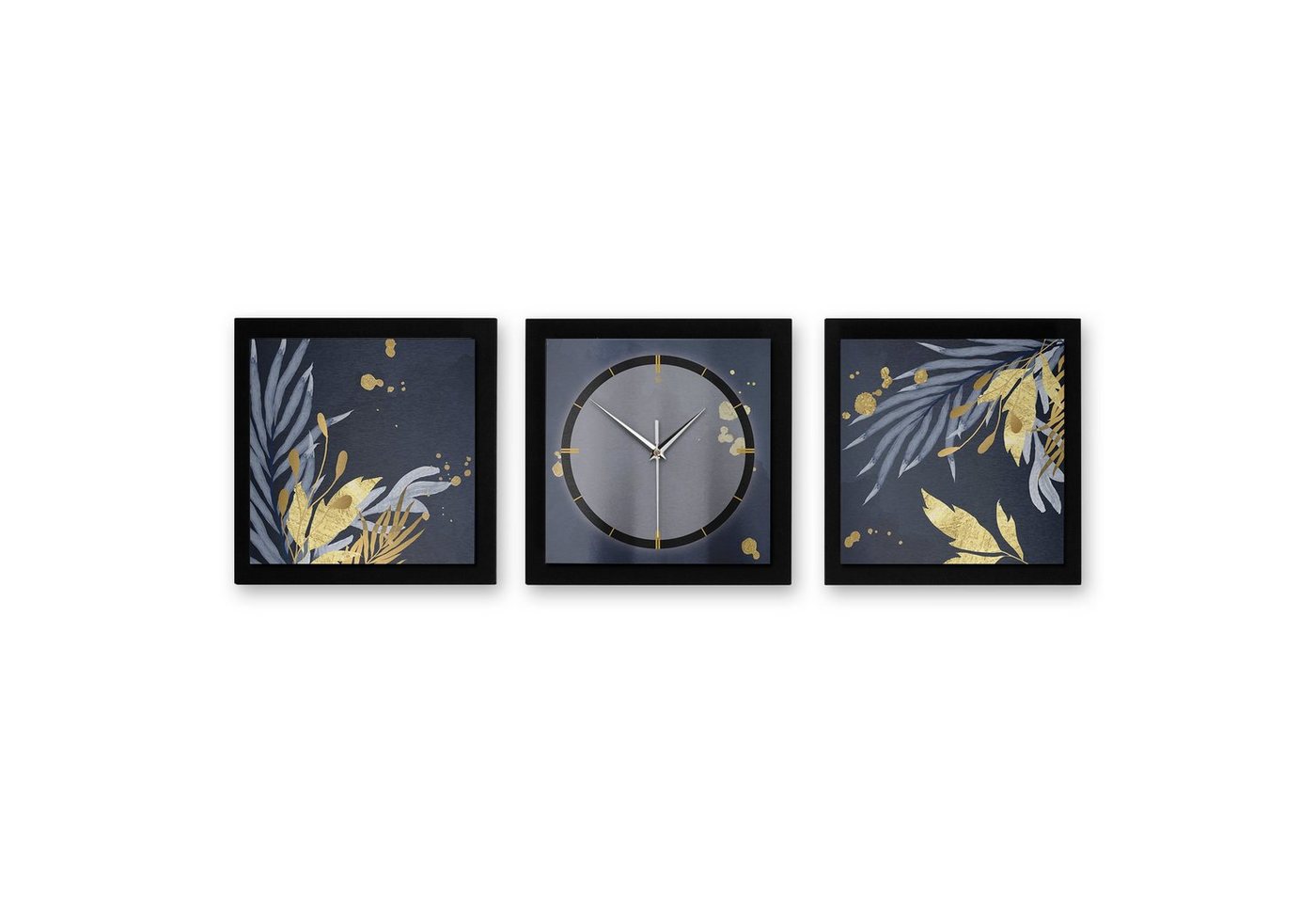 Kreative Feder Wanduhr Blue & Gold (ohne Ticken, Funk- oder Quarzuhrwerk, elegant, außergewöhnlich, modern) von Kreative Feder