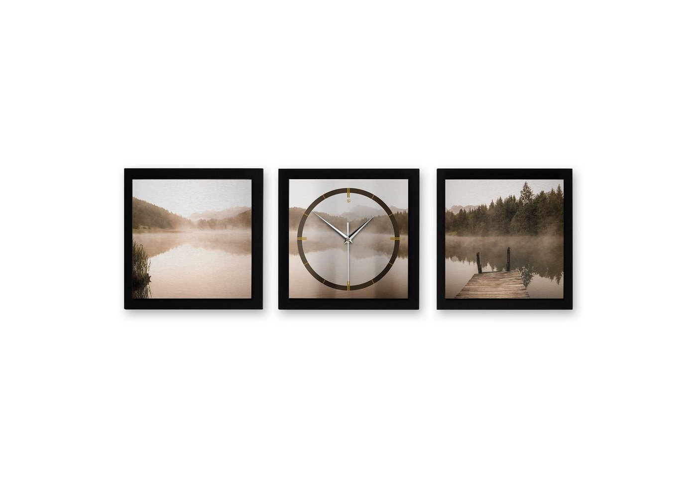 Kreative Feder Wanduhr Idyllic Lake (ohne Ticken, Funk- oder Quarzuhrwerk, elegant, außergewöhnlich, modern) von Kreative Feder