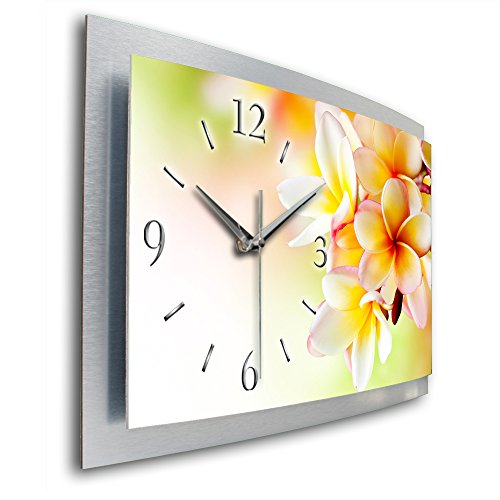 Kreative Feder White Flower Natur Relax Blüte 3D XXL Designer leise Funk Motiv Wanduhr Funkuhr Wandbild modernes Design WAA049FL (50x30cm) von Kreative Feder