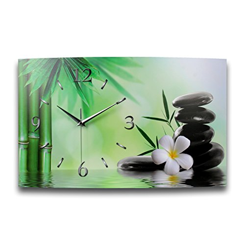 Kreative Feder Relax Blüte Designer Funk Wanduhr Funkuhr modernes Design * Made in Germany* WA099FL *leise kein Ticken von Kreative Feder