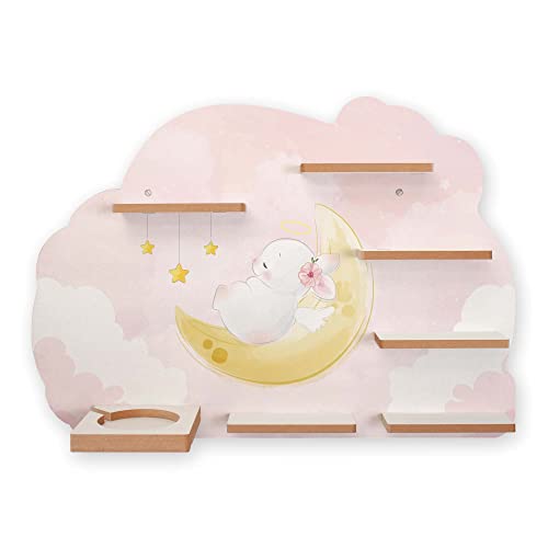 Regal „Dreaming Bunny“ geeignet für Toniebox und Tonies inkl. 40 Metallplättchen für Flexible Befestigung der Tonie Figuren (Dreaming Bunny) von Kreative Feder