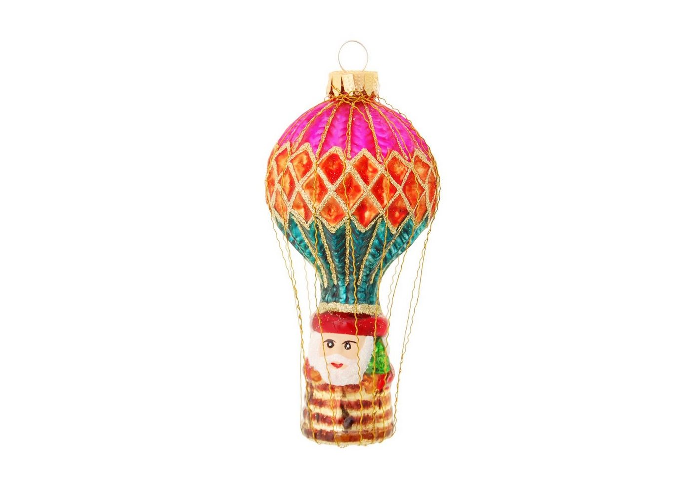 Krebs Glas Lauscha Christbaumschmuck Multicolor 11cm Weihnachtsmann im Ballon, Glasornament, mundgeblasen u von Krebs Glas Lauscha