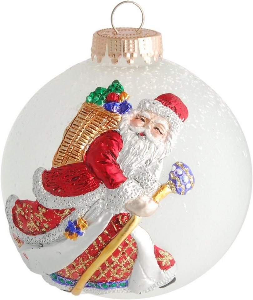 Krebs Glas Lauscha Weihnachtsbaumkugel CBK80245, Weihnachtsdeko, Christbaumschmuck, Christbaumkugeln Glas (1 St), mit 3-D Santa von Krebs Glas Lauscha