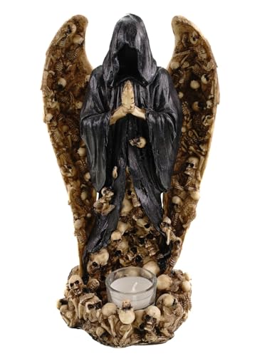 Großer Todesengel Teelichthalter 28 cm Bunt Polyresin - Gothic Figur Handbemalt von Kremers Schatzkiste
