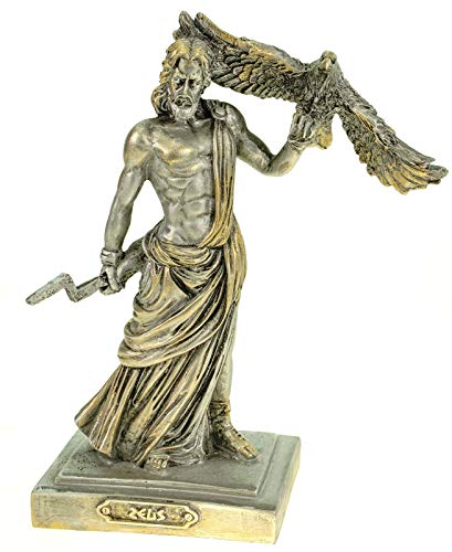 Kremers Schatzkiste Alabaster Figur Zeus der Göttervater Skulptur 18 cm Silber Gottheit von Kremers Schatzkiste