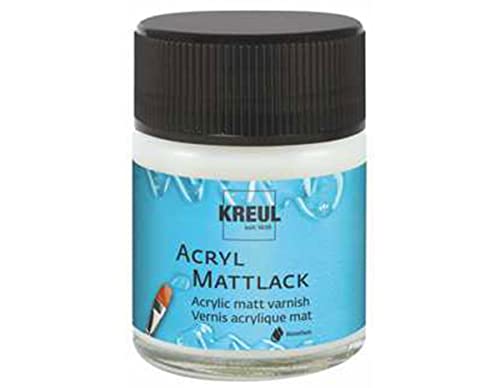 KREUL 79403 - Acryl Mattlack auf Wasserbasis, 50 ml Glas, matt transparent, Schutz- und Überzugslack für durchgetrocknete Aufmalungen, bedingt witterungsbeständig, speichelecht von Kreul
