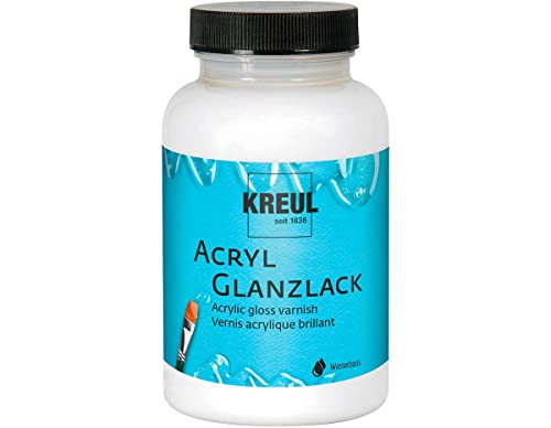 KREUL 79413 - Acryl Glanzlack auf Wasserbasis, 275 ml Glas, glänzend transparent, Schutz-und Überzugslack für durchgetrocknete Aufmalungen, bedingt witterungsbeständig, speichelecht von Kreul