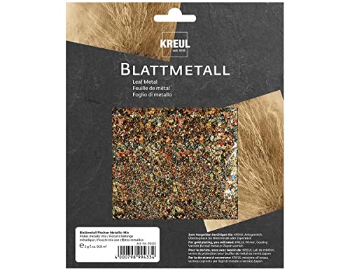 KREUL 99433 - Blattmetall-Flocken, Metallix-Mix, 2 g, für circa 0,33 m², zum Veredeln von Holz, Papier, Leinwand, Kartonage, Styropor, Kunststoff, Wachs, Keramik, Porzellan und vielem mehr von Kreul