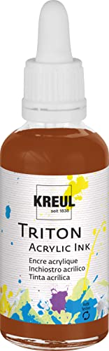 KREUL 17412 - Triton Acrylic Ink, Oxydbraun dunkel, 50 ml Glas mit Pipette zum Dosieren und Aufrühren, hohe Farbintensität, seidenmatt auftrocknend, für Leinwand und Papier von Kreul