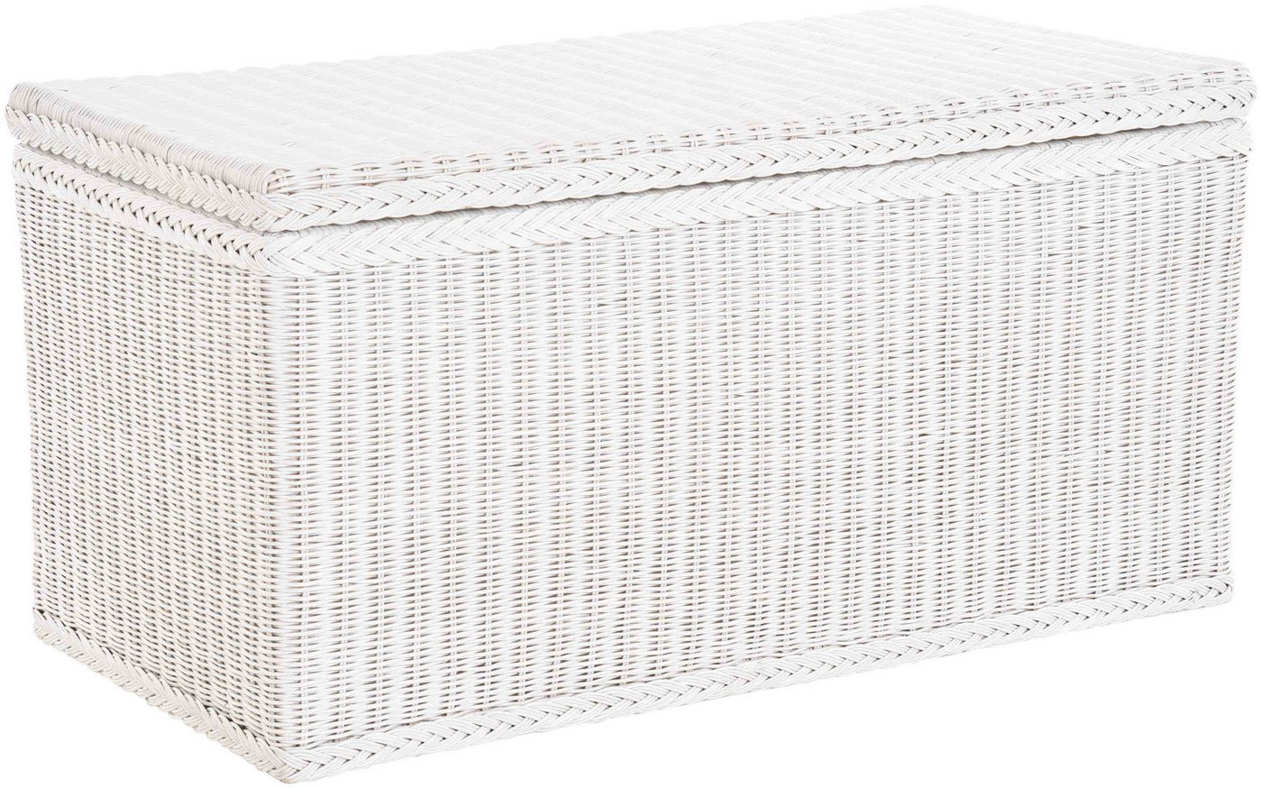 Krines Home Wäschetruhe Rattantruhe Groß Deckel Natur Rattan Truhe Aufbewahrung XL 100x50x50, Große Truhe mit viel Stauraum von Krines Home