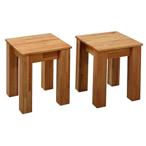 Krok Wood 2X Hocker aus Massivholz 35x35x45 cm (Bonn Buche) von Krok Wood