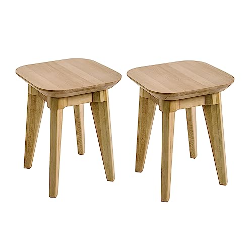 Krok Wood 2X Hocker aus Massivholz in Eiche 35x35x45 cm (Paris Eiche) von Krok Wood