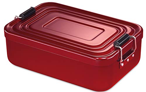 Küchenprofi Lunchbox aus Aluminium | für Erwachsene und Kinder | Brotdose mit Fächern, verstellbar | mit Silikondichtung | 18 × 12 × 5,5 cm | rot von Küchenprofi