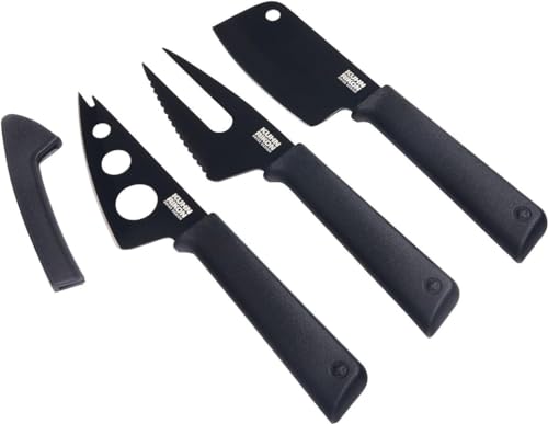 KUHN RIKON 26682 Colori 3-teilig (Weichkäsemesser, Käsegabel & Mini-Beil) Käsemesser Set, Kunststoff, Schwarz, 27 x 20 x 2.5 cm, 3-Einheiten von KUHN RIKON