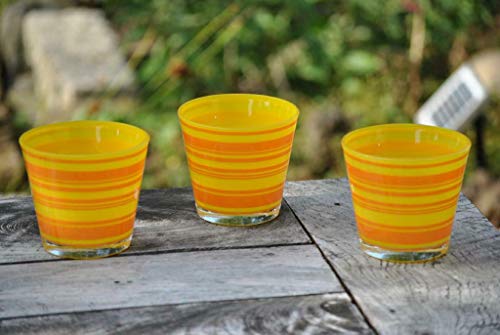 Teelichtglas,Windlicht,Summertime,orange-gelb,10cm,3er Set von Kunert-Keramik