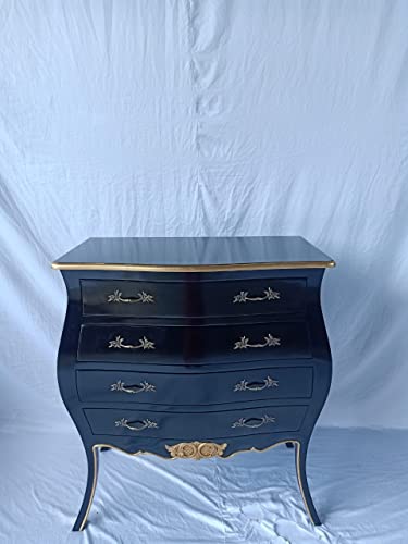 Kunibert Antike Louis Seize Barock Rokoko Stilmöbel Kommode Sideboard Kommodenschrank Sideboardschrank Farbe: schwarz mit Gold Höhe100cm von Kunibert