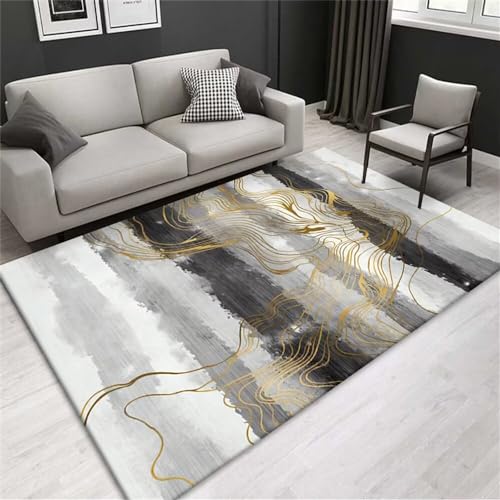 Kunsen Carpet bedroommädchen Teppich kinderzimmerVerschleißfestGrau-gelber Teppich rechteckig Wohnzimmer Zubehör modernen Stil pflegeleichtdeko mädchen zimmer120X170CM von Kunsen