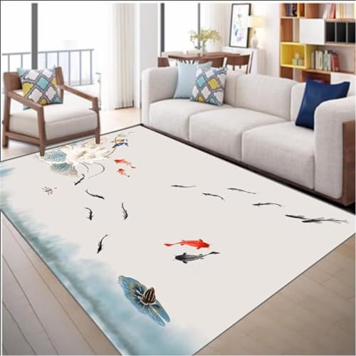 Kunsen Fell teppiche für Schlafzimmer Teppich weich Orientalischer Teppich Fischschule dekoriert Wohnzimmer großer Teppich verblasst Nicht Teppich für bürostuhl 200X290CM von Kunsen