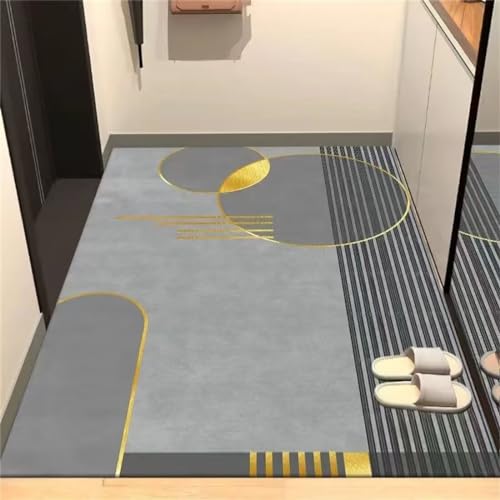 Kunsen Teppich für bürostuhl Kitchen Rug Grau Geometrisches Design Wohnzimmer Teppich Esszimmer Zubehör Waschbar Teppich büro 200X300CM von Kunsen