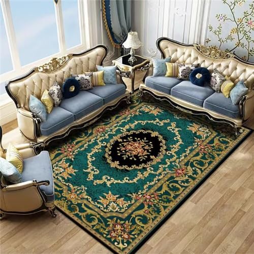 Kunsen Wohnzimmer Stuhl teppichteppich waschbarsuper luxuriösRetro Teppich grün Blumenmuster Wohnzimmer großer Teppich verschleißfest und Nicht verformtraum deko180X280CM von Kunsen