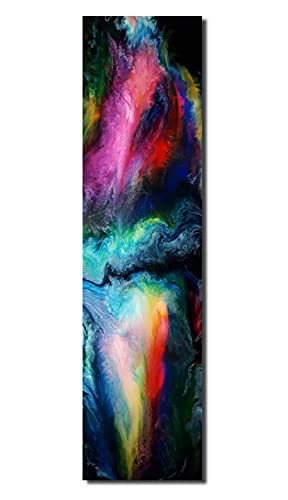 Bild auf Metall - 25 cm x 100 cm Moderne Kunst abstrakt - Kunstdruck auf leuchtend glänzenden Aluminium im Edelstahl-Design - schöne große Wandbilder - Wanddeko Wohnzimmer Büro Wohnung (Version Nr.5) von Kunst und Glas