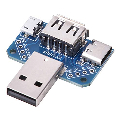USB-Karte, Micro-USB-Breakout-Karte, 5-teilige 5-V-USB-Adapterplatte aus Aluminium, USB-Buchse, Buchse Typ C 4P, 2,54 mm Übertragungskarte von Kuuleyn