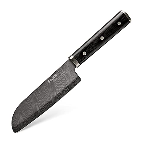 Kyocera KIZUNA Keramik Santokumesser | Klinge: 14 cm, mit HIP Verfahren hergestellt | Keramik Messer mit handgefertigtem Pakkaholz-Griff | Fleischmesser extrem scharf | Santoku Messer klein von Kyocera